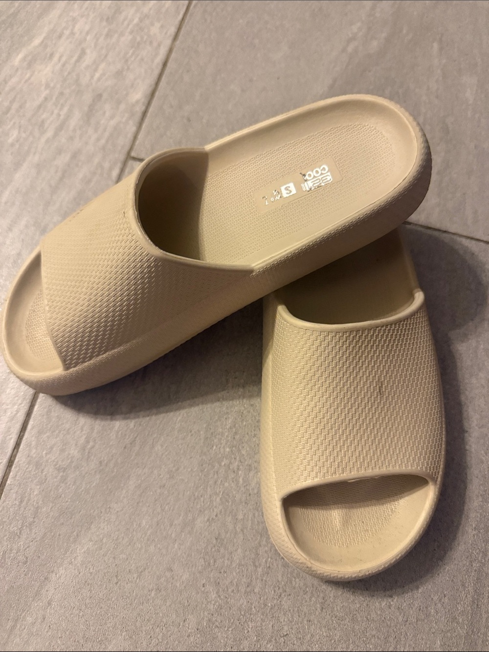 Neutral Beige Home Bath Slide Sandals